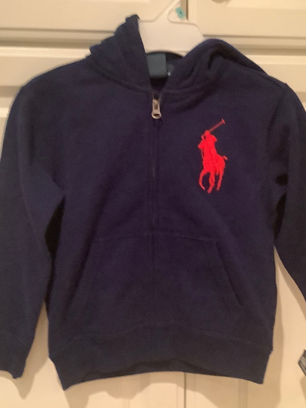 RALPH LAUREN POLO  BOYS SIZE 5  ZIP UP SWEATSHIRT NAVY BLUE NWT